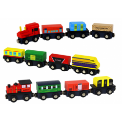 Train Train Wooden Locomotive Magnet Carriages Mix Set 12 pieces.