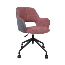 Task chair KENO with castors, dark pink grey