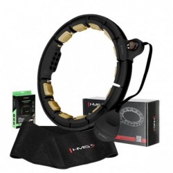 SET HULA HOOP HHM13 BLACK/GOLD WITH WEIGHT + COUNTER HMS + WAIST SUPPORT BR163 BLACK PLUZ SIZE