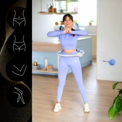 SET HULA HOOP MAGNETIC BLUE HHM15 WITH WEIGHT + COUNTER HMS + WAIST SUPPORT BR163 BLACK PLUZ SIZE