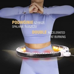 SET HULA HOOP MAGNETIC WHITE HHM16 WITH WEIGHT + COUNTER HMS + WAIST SUPPORT BR163 BLACK PLUZ SIZE
