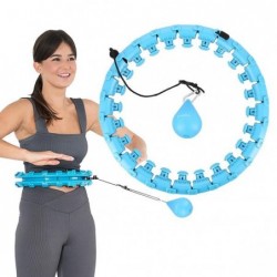 SET HULA HOOP HHW01 BLUE WITH WEIGHT HMS + WAIST SUPPORT BR163 BLACK PLUZ SIZE