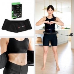 SET HULA HOOP HHW02 BLACK WITH WEIGHT HMS + WAIST SUPPORT BR163 BLACK PLUZ SIZE
