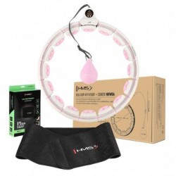 SET HULA HOOP HHW06 PINK WITH A GRAVITY BALL AND COUNTER HMS + WAIST SUPPORT BR163 BLACK PLUZ SIZE