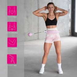 SET HULA HOOP HHW06 PINK WITH A GRAVITY BALL AND COUNTER HMS + WAIST SUPPORT BR163 BLACK PLUZ SIZE