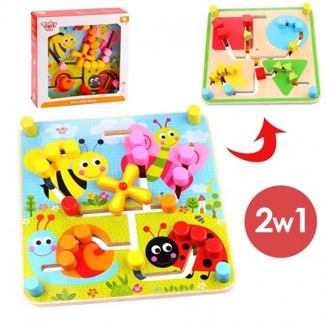 TOOKY TOY Puzzle Game Double-sided Colorful Maze 2in1 Animals and Shapes