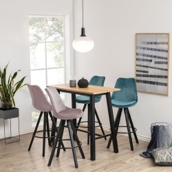 Барный стол CHARA 117x58xH105см, столешница  мебельной пластины дубовым шпоном, обработка  промасленный, ножки  металл