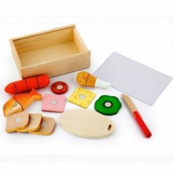 Viga Wooden Set of Fish Cutlet Fruit Ordering On Cutting Board
