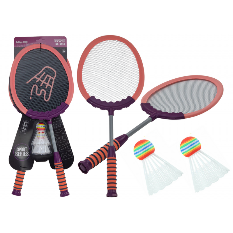 Set of 2 Badminton rackets, 2 Badminton shuttles, pink