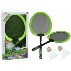 Set of 2 Badminton rackets, 2 Badminton shuttles, green