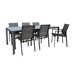 Garden furniture set AMALFI table and 6 chairs, grey