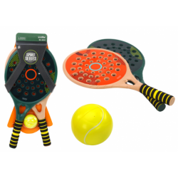Set of 2 Children's Padel Rackets, Green, Beige, Yellow PU Ball