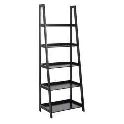 Shelf WALLY 63x40xH180cm, 5-shelves, shelf panel and frame  color  black, finish  lacquered