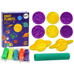 Plastic Set of Play-Doh 8 Planets Molds 5 Colors