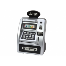 ATM Piggy Bank For Children Learning To Save Silver Black