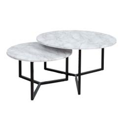 Coffee table AKIRA 2pcs set D80xH45cm, D60xH37cm, light grey