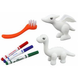 DIY Art Set Dinosaurs Figurines 2pcs Markers Brush