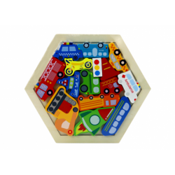 Puzzle Jigsaw Vehicles Rocket Wooden Blocks Colorful 15 pieces.