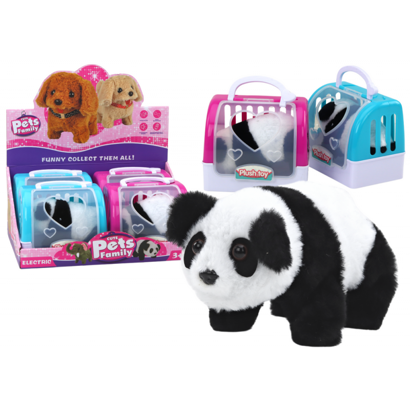 Interactive Plush Panda In Pink Blue Transporter