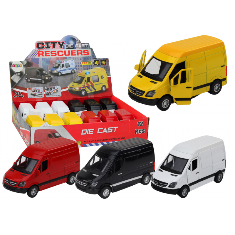 Delivery Car 1:32 Lights Sounds Red Black Yellow White
