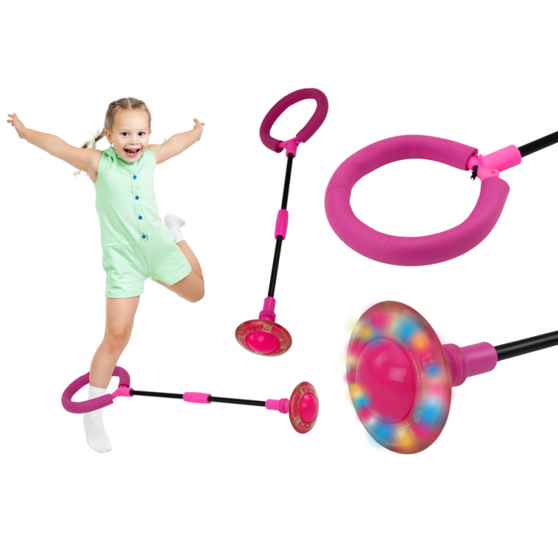 Hula Hop Jump Rope, Light-Up Skipper, Foldable, Pink