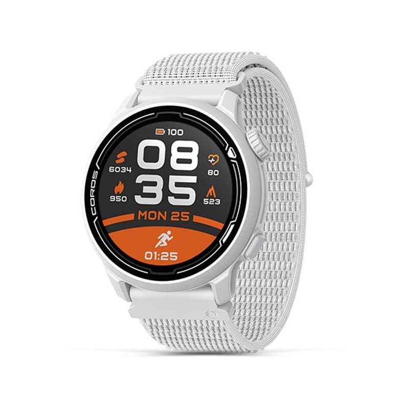 PACE 2 Premium GPS Sport Watch White w/ Nylon Band