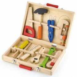 Puidust kast Kohver tööriistadega Väikese isetegemise entusiasti Viga Toys komplekt