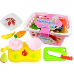 Shopping Basket And Toy Kitchen Food Grocery Pink