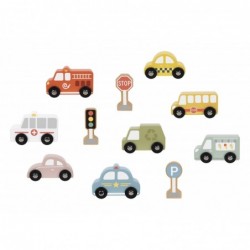 TOOKY TOY Set of Wooden Vehicles and Road Signs in a Box