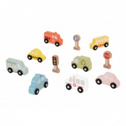 TOOKY TOY Set of Wooden Vehicles and Road Signs in a Box