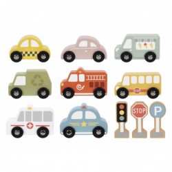 TOOKY TOY Set of Wooden Vehicles and Road Signs in a Box