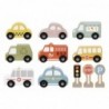 TOOKY TOY Set of Wooden Vehicles and Road Signs in a Box