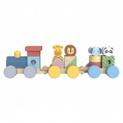 TOOKY TOY Wooden Train with Animals Montessori Puzzle