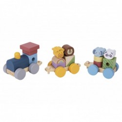 TOOKY TOY Wooden Train with Animals Montessori Puzzle