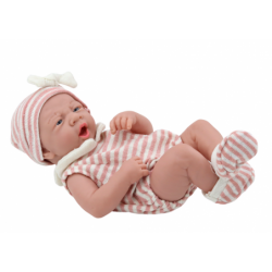 Newborn Baby Doll, Striped Clothes, Hat, Socks, Bottles