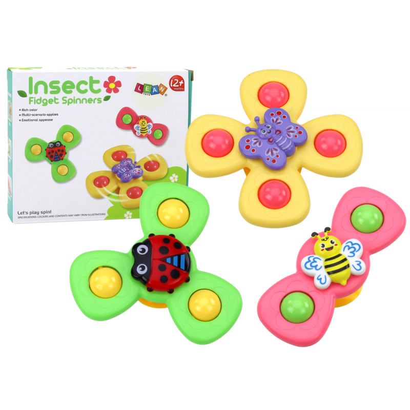 Sensory Toy Spinners Bee Ladybug Butterfly Suction Cups