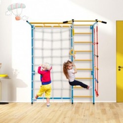 Детская шведская стенка, сине-жёлтый, 223x196,5x80.5см