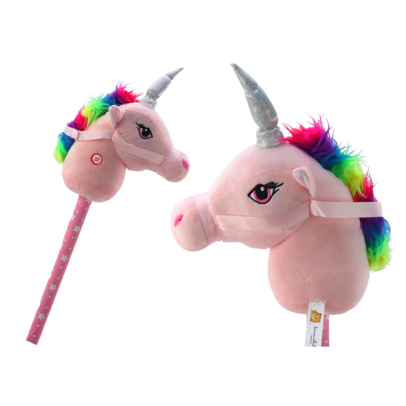 Plush Unicorn Head On A Stick Hobby Horse Pink Unicorn