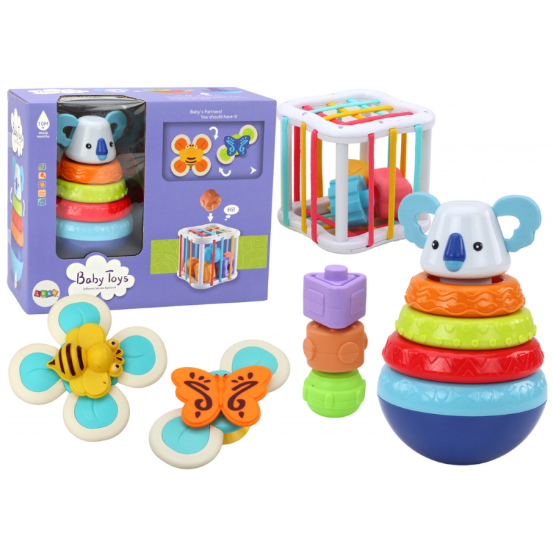 Set of Sensory Toys Koala Tower Educational Cube Spinners