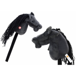 Plush Horse Head On A Stick Hobby Horse Long-haired Horse Black sounds
