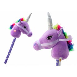 Plush Unicorn Head On A Stick Hobby Horse Purple Unicorn sounds