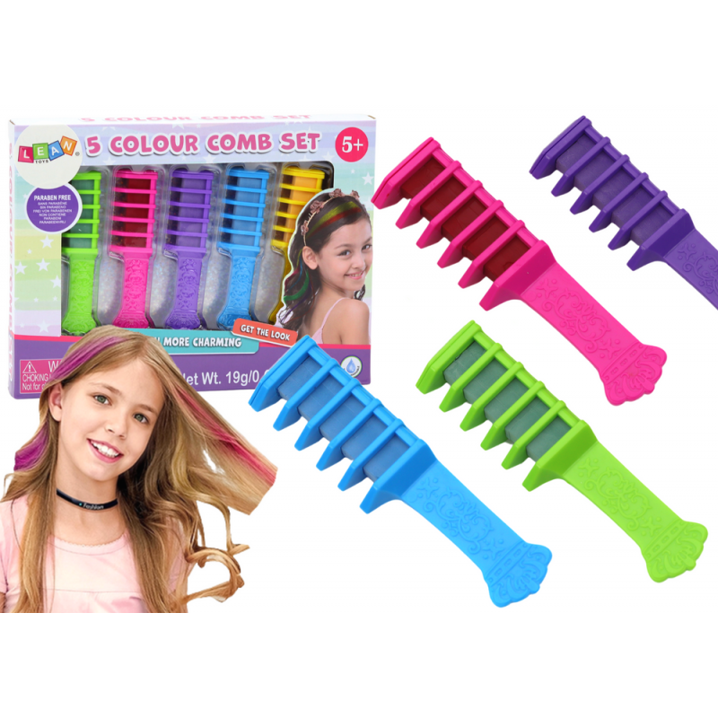 Hair Dyeing Comb Set Colored Chalk 5 pcs