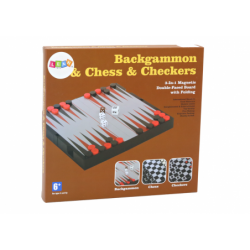 3in1 Game Set Magnetic Board Chess Checkers Backgammon