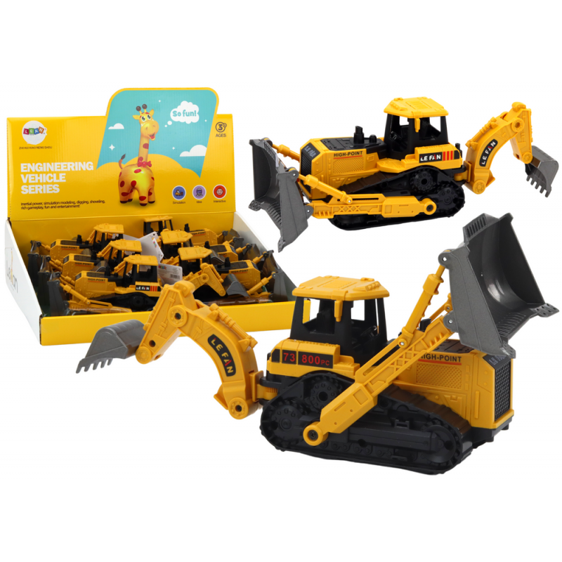 Crawler Excavator Construction Vehicle 2 Buckets Yellow