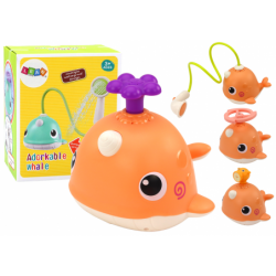 Whale Bath Toy 3 Tips Orange