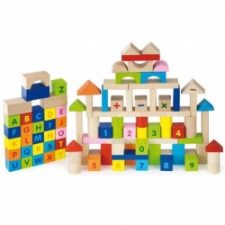Viga Toys Wooden Educational Blocks 100 pcs. Numbers Letters