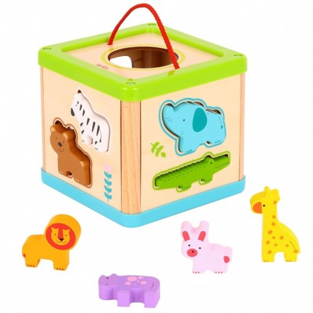 TOOKY TOY Wooden Sorter Cube Educational Animals