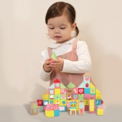 CLASSIC WORLD Wooden Blocks of Sweets Puzzle Learning to count and letters 68 pcs.