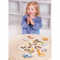 CLASSIC WORLD Wooden Puzzle Animals with Pins Match the Shapes Puzzle 8 pcs.