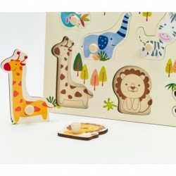 CLASSIC WORLD Wooden Puzzle Animals with Pins Match the Shapes Puzzle 8 pcs.